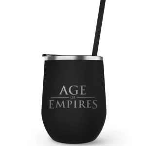 vismark Age of Empires Logo Laser Engraved Tumbler with Straw Clearance