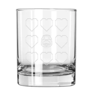 progift Halo Heart Grid Etched Rocks Glass Discount