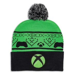 vp-bioworld Xbox Green & Black Pompom Beanie Shop