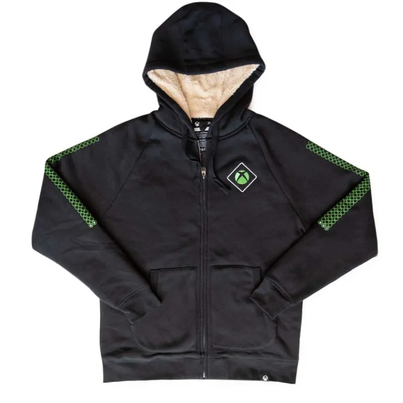vp-sportiqe Xbox Green Sphere Sherpa Lined Zip Hoodie Outlet